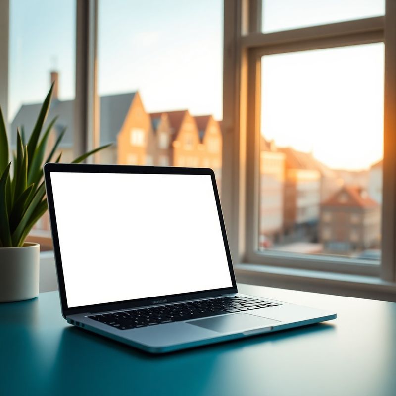 Laptop z formularzem kontaktowym w jasnym gdańskim biurze